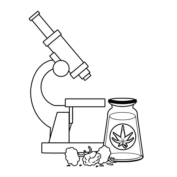黒と白の大麻マルティアナサティバ麻の漫画 — ストックベクタ
