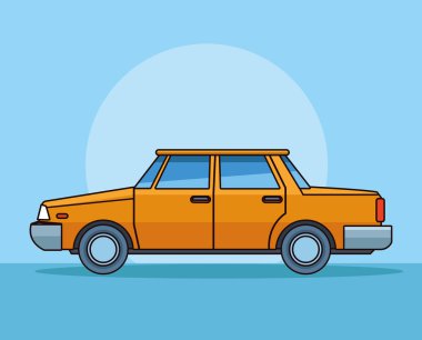 Eski klasik sarı araba araç sideview