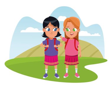 çocukluk sevimli öğrenciler kız karikatür