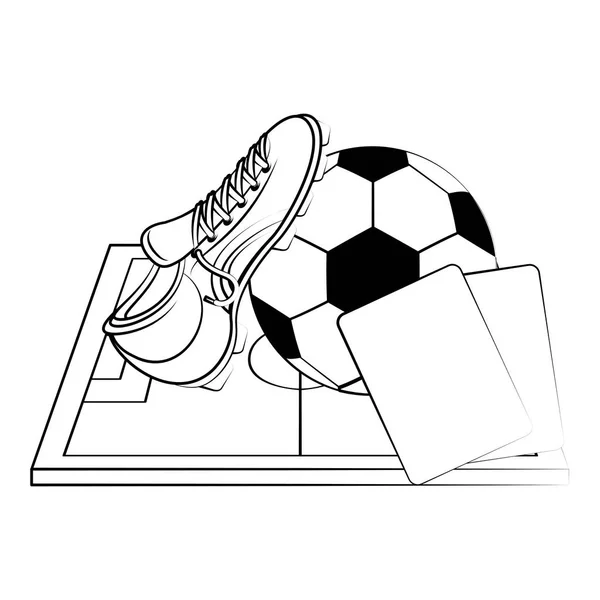 Futebol futebol conceito de jogo de futebol em preto e branco — Vetor de Stock