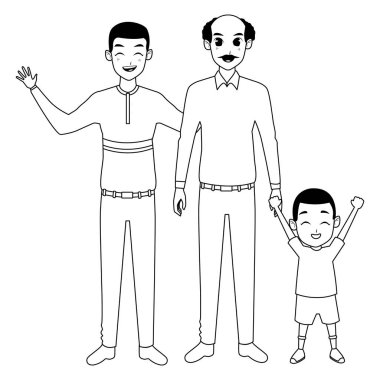 Siyah beyaz afro çocuk ile aile baba ve dedesi el