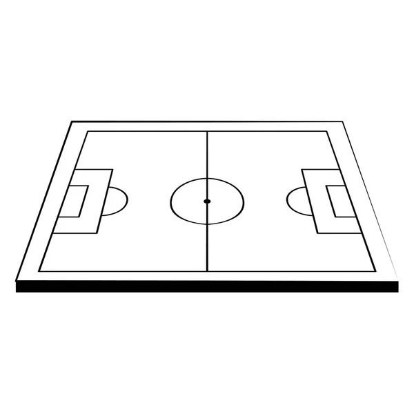 Terrain de football dessin animé du stade de football en noir et blanc — Image vectorielle