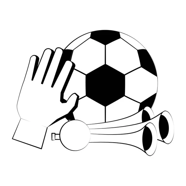 Fútbol fútbol deporte concepto de juego en blanco y negro — Vector de stock