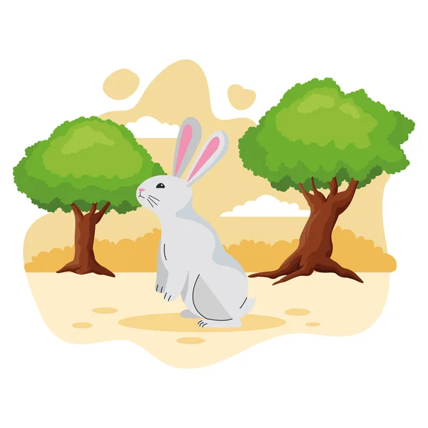 Lindo conejo mascota animal de dibujos animados — Vector de stock
