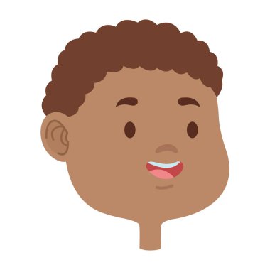 Sevimli genç çocuk gülen yüz karikatürler