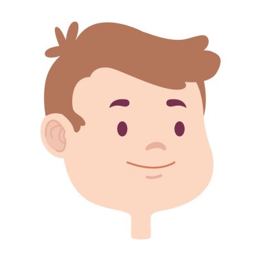 Sevimli genç çocuk gülen yüz karikatürler