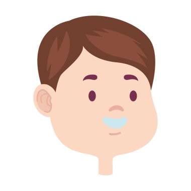 Sevimli genç çocuk gülen yüz karikatürler