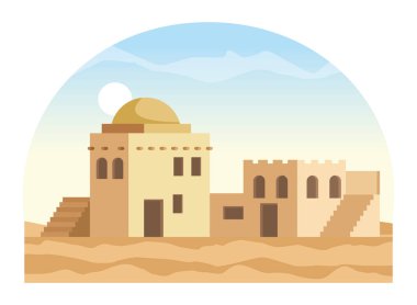 oryantal antik alayaş binalar karikatür