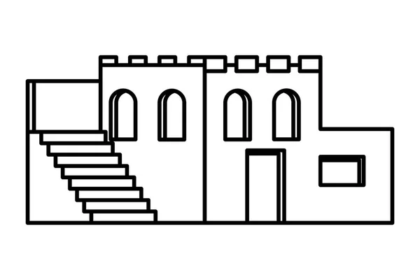Oriental antique vieux bâtiment dessin animé — Image vectorielle