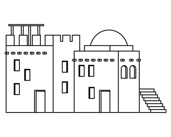 Oriental antique vieux bâtiments dessin animé — Image vectorielle