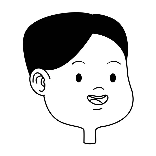 Menina bonita sorridente rosto desenhos animados em preto e branco — Vetor de Stock
