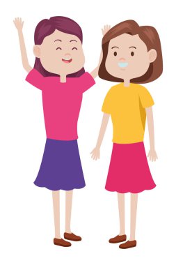 Gençler arkadaşlar gülümseyen ve karikatürler tebrik