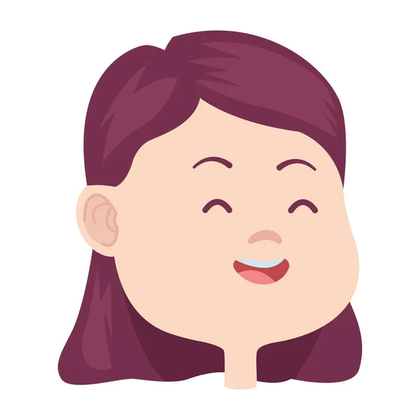 Menina bonita sorridente rosto desenhos animados — Vetor de Stock