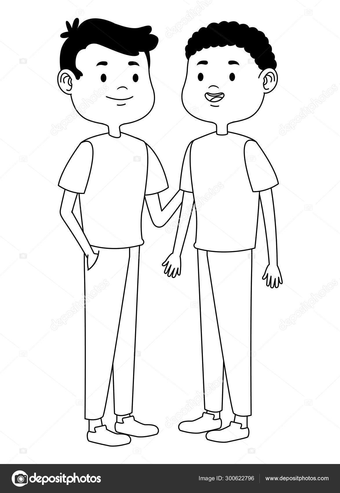 Teenagers friends smiling and greeting cartoons in black and white Stock  Vector Image by ©jemastock #300622796