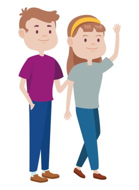 Gençler arkadaşlar gülümseyen ve karikatürler tebrik