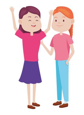 Gençler arkadaşlar gülümseyen ve karikatürler tebrik