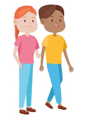 Gençler arkadaşlar gülümseyen ve karikatürler tebrik