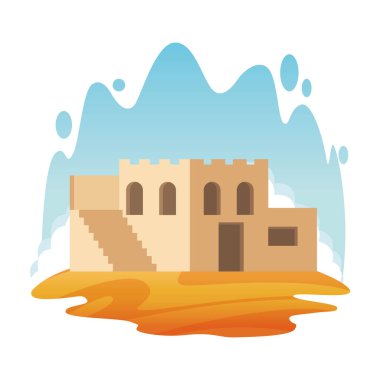 oryantal antika yaşlı bina karikatür