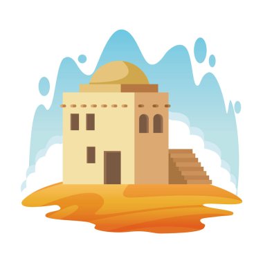 oryantal antika yaşlı bina karikatür