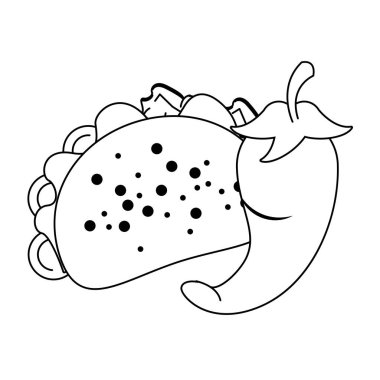 meksika kültür ve gıdalar karikatürler siyah beyaz