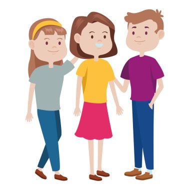 Gençler arkadaşlar gülümseyen ve karikatürler tebrik