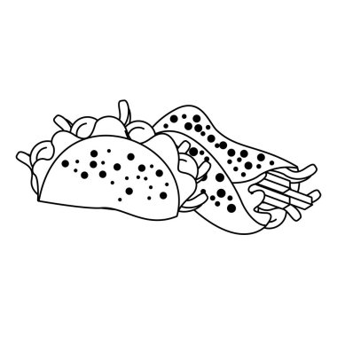 meksika kültür ve gıdalar karikatürler siyah beyaz