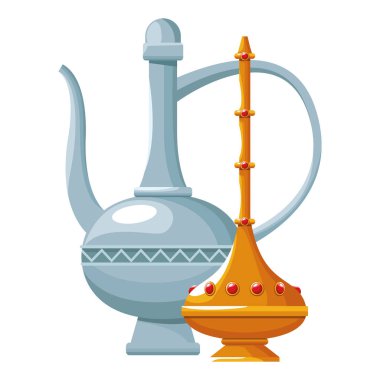 Antika sihirli lambalar karikatürler izole