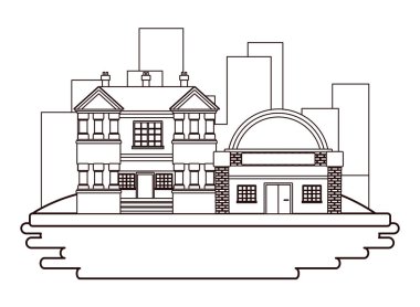 Kentsel binalar ve şehir mimarisi siyah beyaz