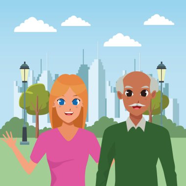 Aile yetişkin kızı yaşlı baba bakımı