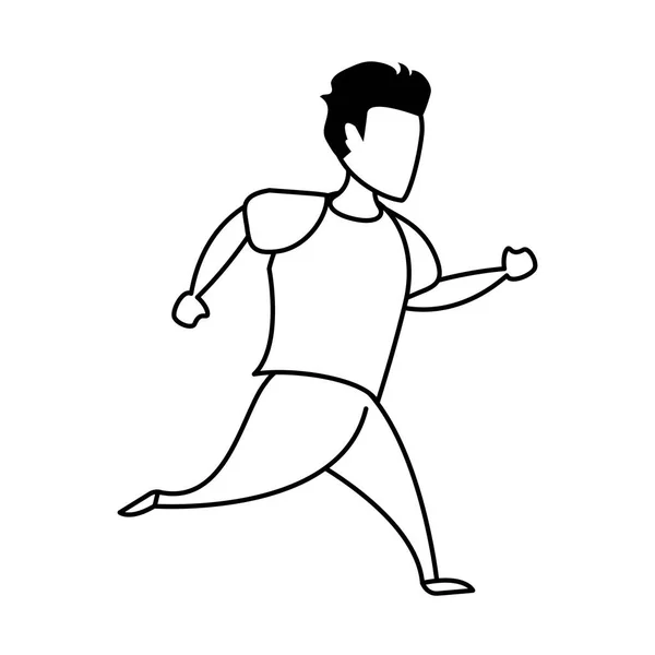 Siyah beyaz fitness spor heatlhy yaşam tarzı karikatür — Stok Vektör