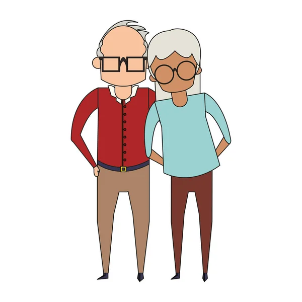 Grootouders Senior oude mensen cartoon anonieme — Stockvector