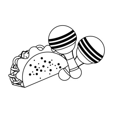 meksika kültür ve gıdalar karikatürler siyah beyaz