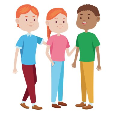 Gençler arkadaşlar gülümseyen ve karikatürler tebrik