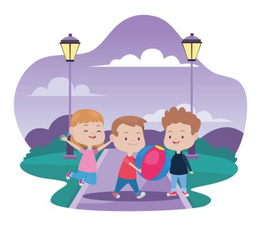 Sevimli mutlu çocuklar eğleniyor