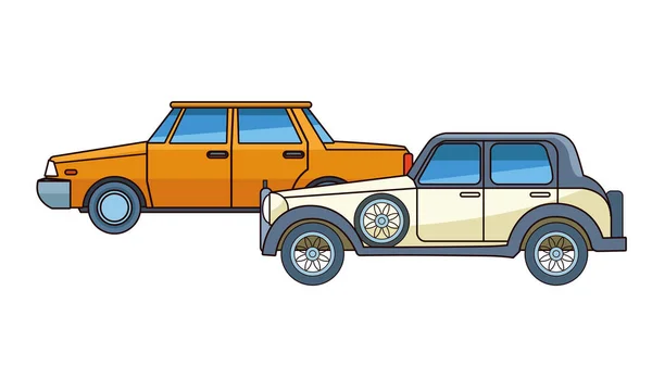 Винтажный и классический с современными автомобилями — стоковый вектор