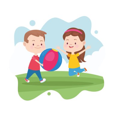 Parkta oynayan ve gülümseyen çocuklar