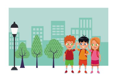 çocukluk sevimli okul öğrencileri karikatür