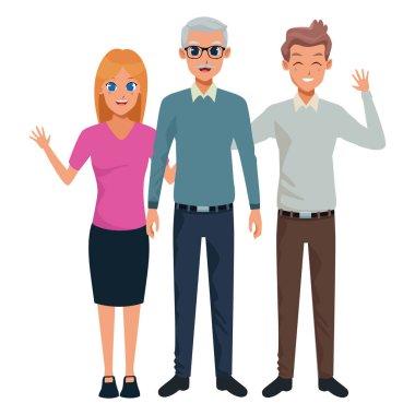 Yetişkin kızı ve oğlu gülümseyerek ve tebrik ile Aile yaşlı baba