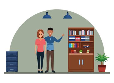 Genç yetişkin çift tebrik karikatür