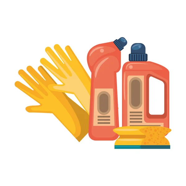 Set of cleaning equipment and products — Stock Vector