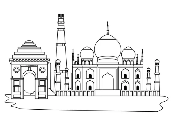 Oriental antique vieux bâtiments dessin animé — Image vectorielle