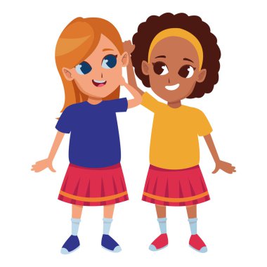 Küçük çocuklar eğlenceli ve gülümseyen karikatürler sahip