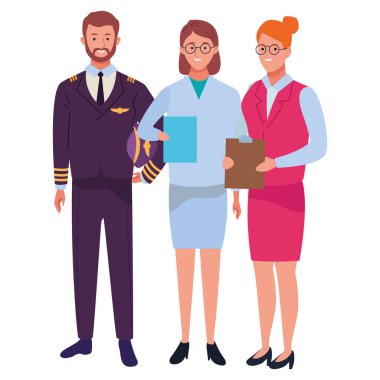 Profesyoneller işçi karakterleri çizgi film gülümseyen