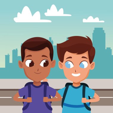 çocukluk sevimli okul öğrencileri karikatür