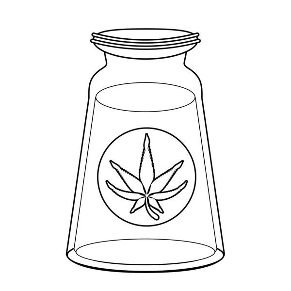 Marihuana martihuana sativa caricatura de cáñamo en blanco y negro — Archivo Imágenes Vectoriales