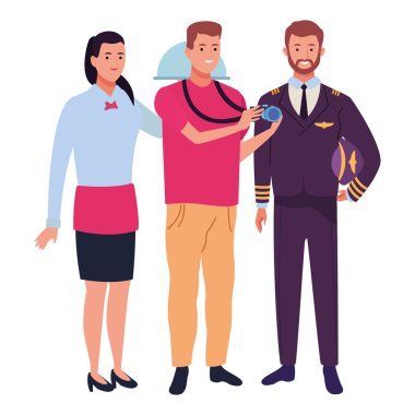 Profesyoneller işçi karakterleri çizgi film gülümseyen