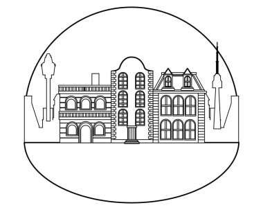 Kentsel binalar ve şehir mimarisi siyah beyaz