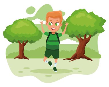 sevimli sevimli genç çocuk karikatür