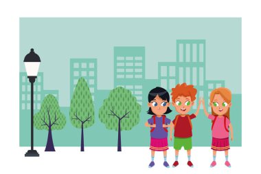 çocukluk sevimli okul öğrencileri karikatür