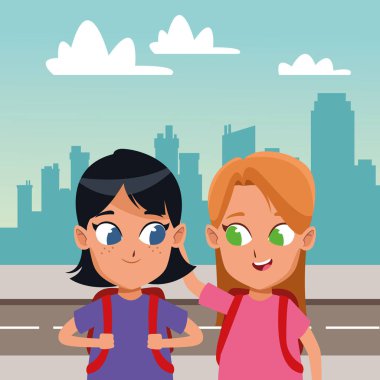 çocukluk sevimli öğrenciler kız karikatür